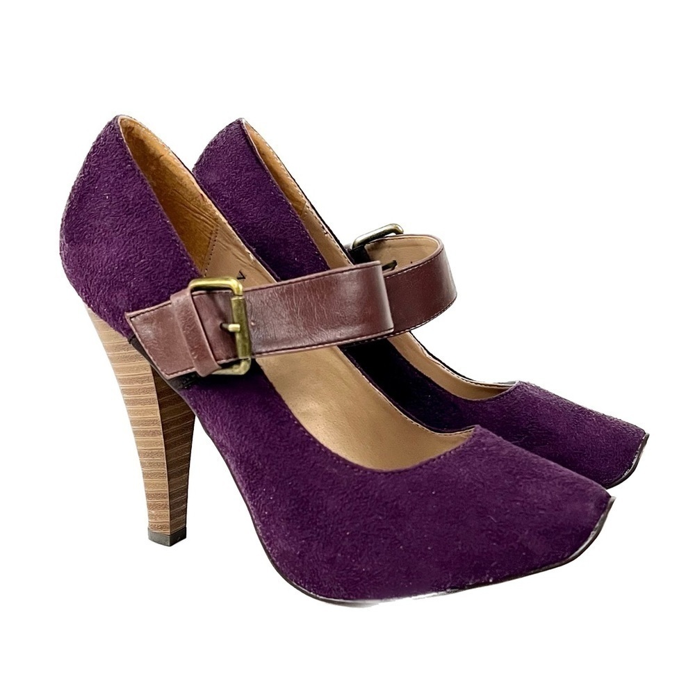 Miss Me Eiffel-3 Purple Faux Suede Heels - Size 7